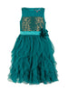 Branyork Teal Green Sequinned Fit and Flare Dress