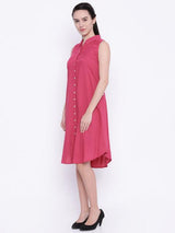 Rosyalps Pink Sleeveless Shirt Dress